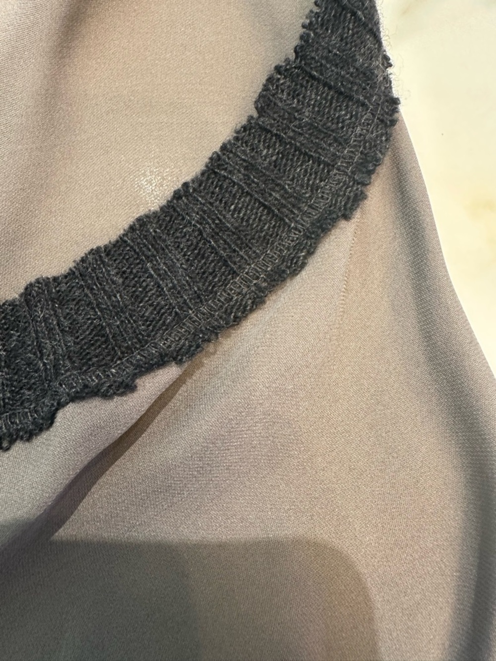 Heath Ceramics Gray Top with Black Knit Trim